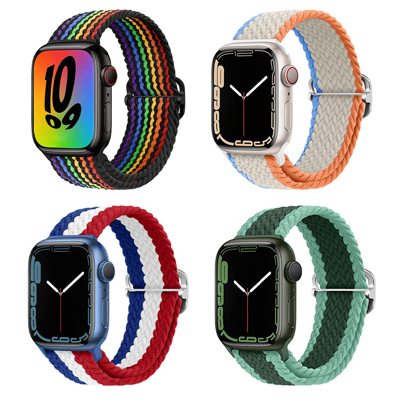 Suitable for Apple watch. Apple Watch multi-color nylon adjustable chevron buckle woven Apple watch strap details Picture