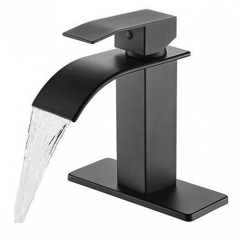 Waterfall-style washbasin faucet, black hot and cold, bathroom, toilet, washbasin, top basin, bathroom, household full figure