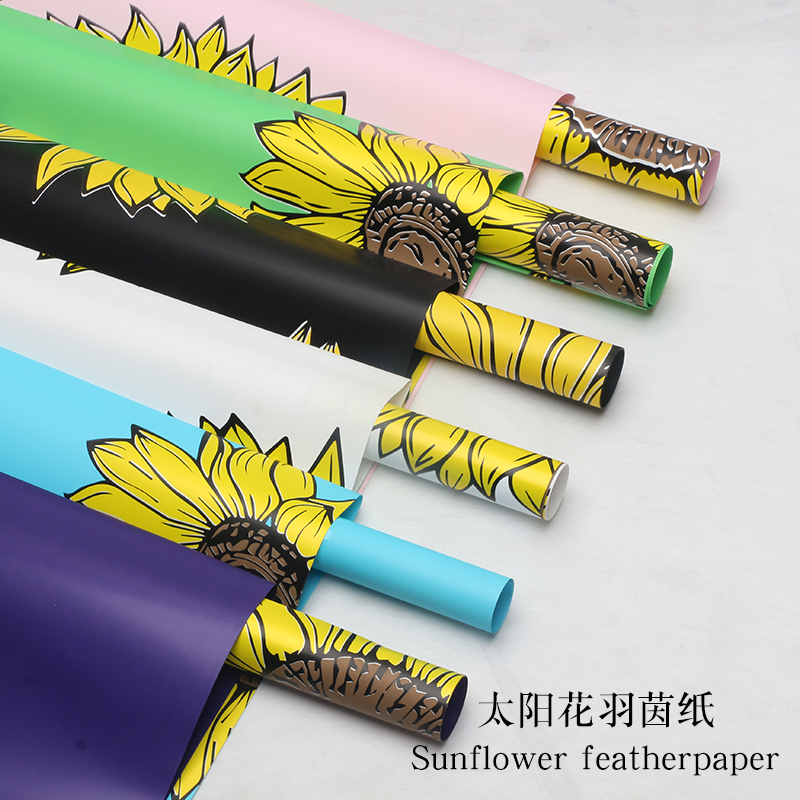 Sunflower English fresh flower wrapping paper printed English thickened Ouya paper flower shop bouquet packaging material details Picture