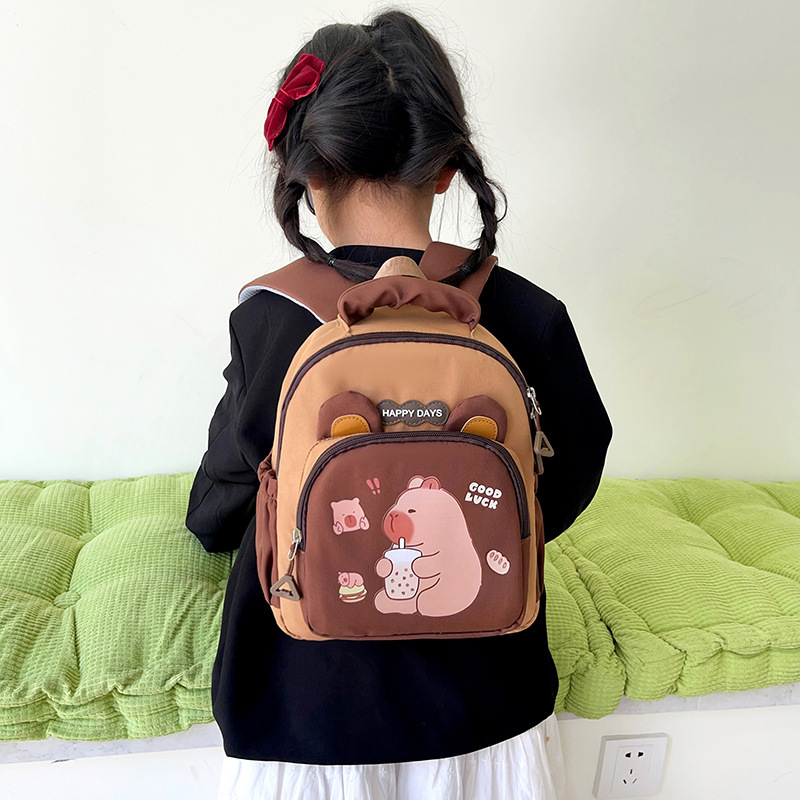 2025 New Kapibala large-capacity cartoon kindergarten schoolbag, primary school sports backpack, children's backpack Specification drawing