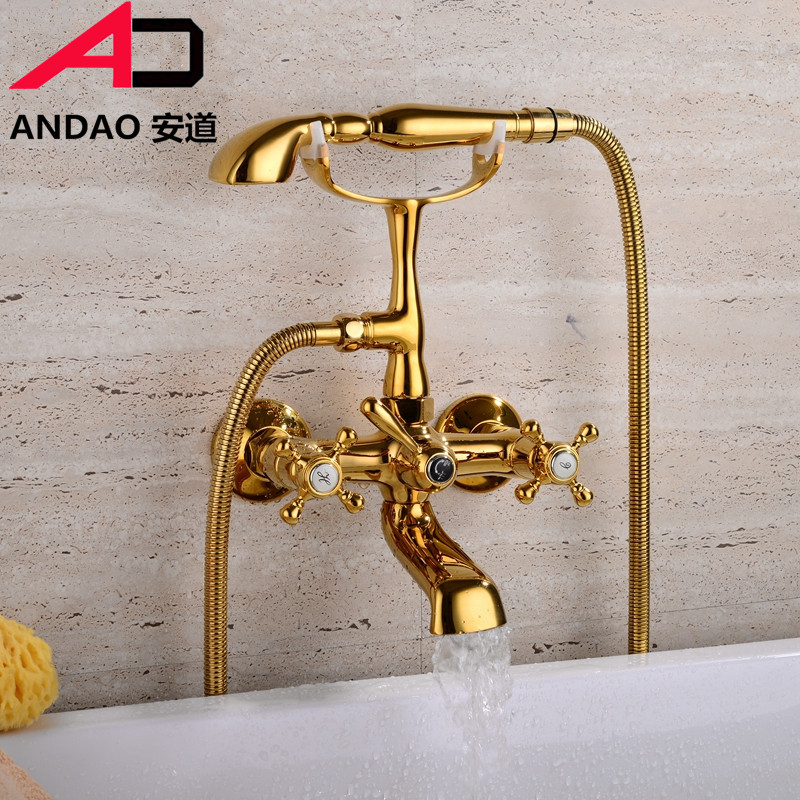 Bathtub faucet wall-mounted, all-copper European classical cold and hot water mixing valve, all-copper bathtub shower head full figure