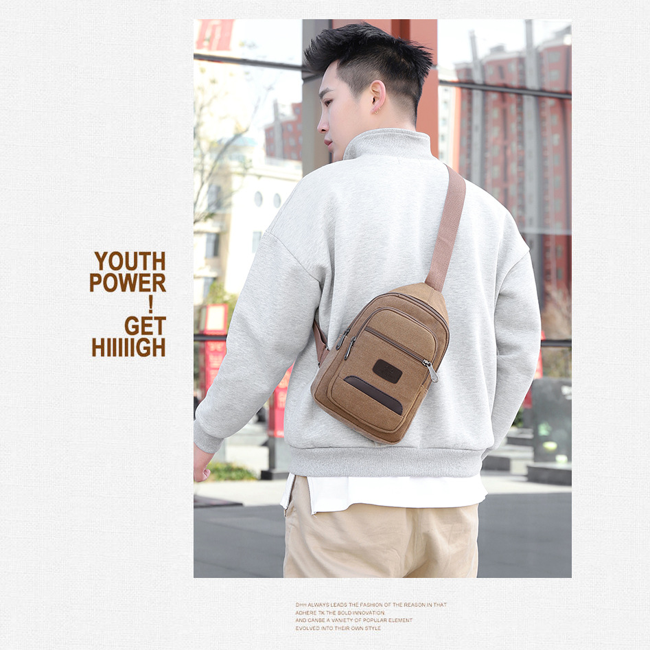 Chest bag Men's multi-layer large-capacity convenient chest bag, single-shoulder canvas wear-resistant crossbody chest bag Application Scenario