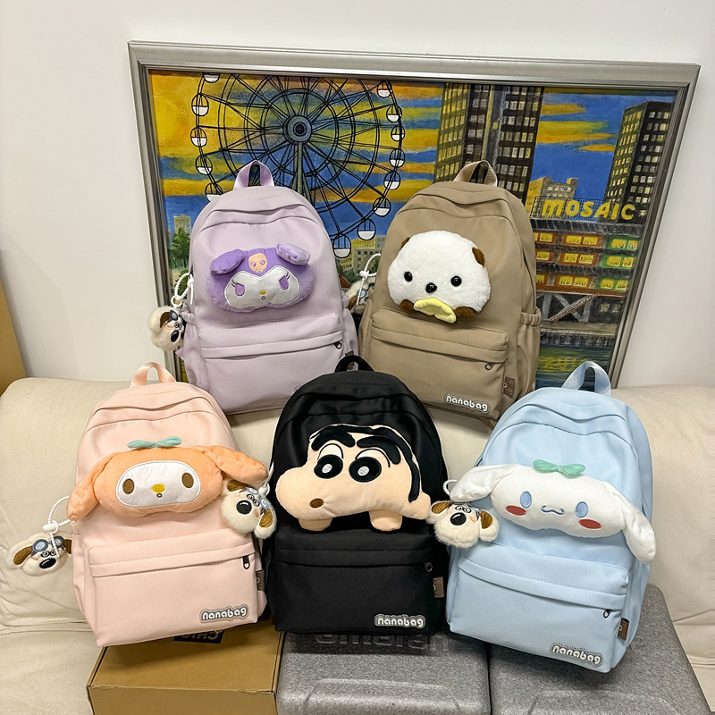 New cartoon doll mini backpack for junior high school schoolbags, lightweight girls' backpacks for grades 1-6, primary school schoolbags 5 full figure