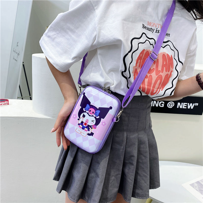 Korean style popular cartoon cute children's coin purse 2024 Stylish mobile phone bag teenage girl crossbody small square bag Specification drawing