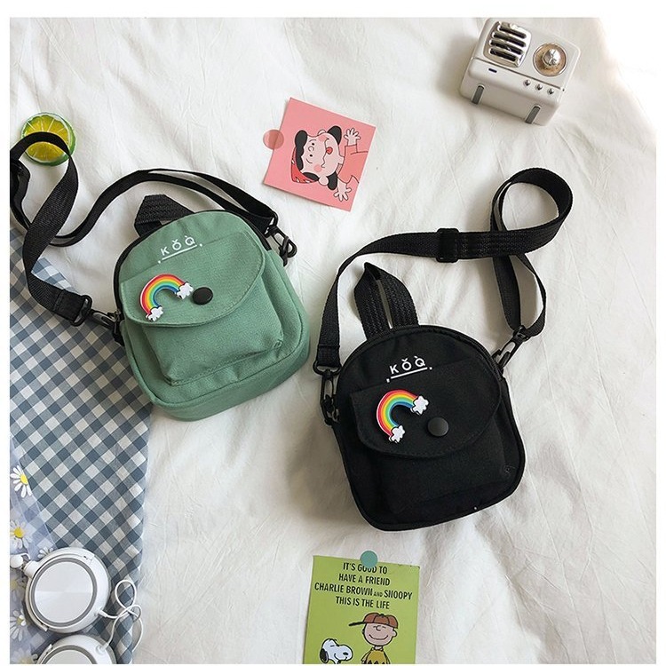 Cute and simple small bag, new trendy and versatile canvas crossbody bag, Korean-style casual single-shoulder small square bag, custom-made for women Specification drawing