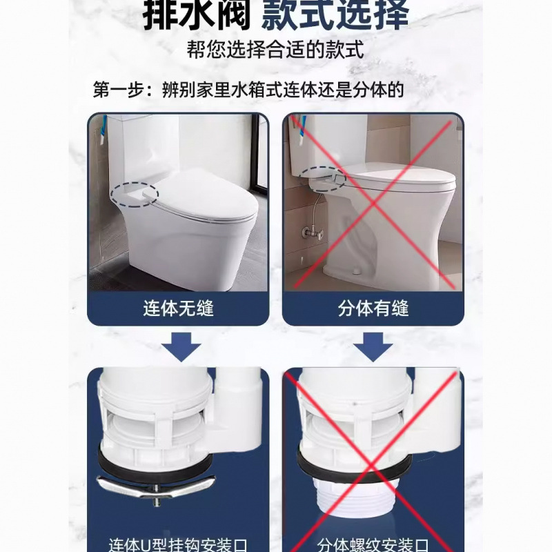 Toilet tank accessories, vacuum-formed sanitary ware, water universal wholesale factory direct sales, toilet drain universal button Application Scenario