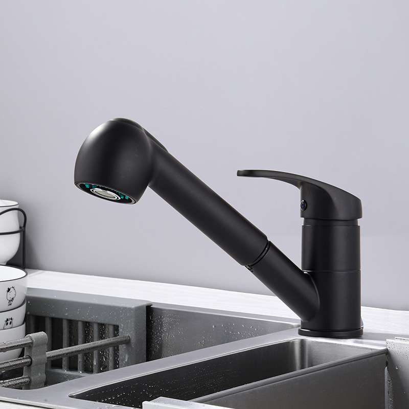 Cross-border kitchen faucet zinc alloy copper pull-out cold and hot telescopic sink faucet manufacturer wholesale details Picture
