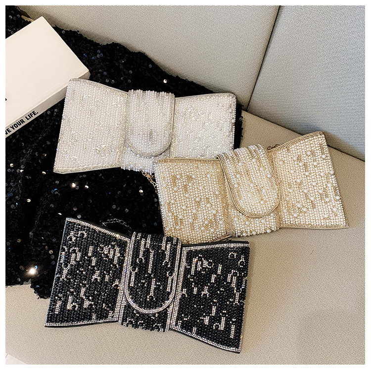New cross-border European and American retro high-end clutch bag, full diamond single-shoulder crossbody ladies' bag, small bag, socialite dinner bag Specification drawing
