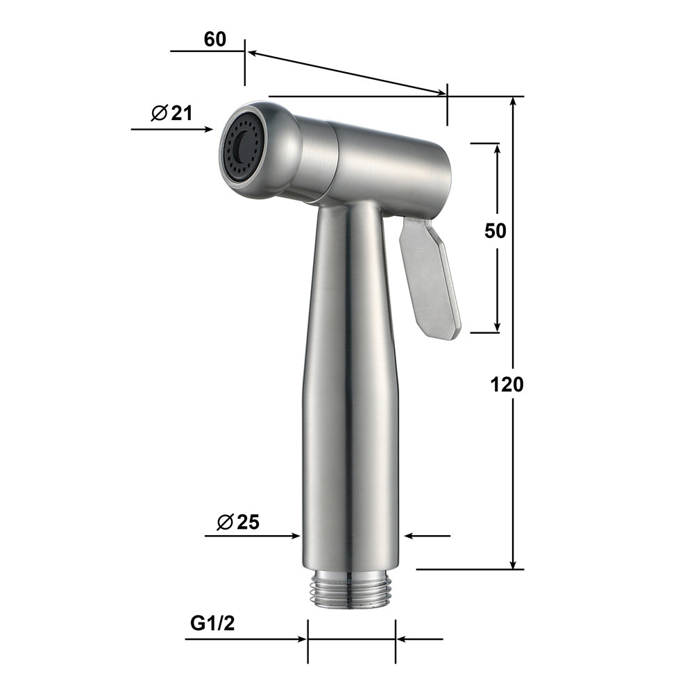 Cross-border best-selling 304 stainless steel toilet feminine wash companion spray gun, stainless steel toilet flushing nozzle feminine wash Item Picture