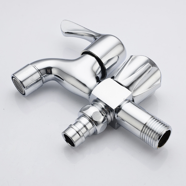 Copper faucet for dual use, one in and two out, household quick-opening washing machine faucet, 4-point manufacturer wholesale details Picture