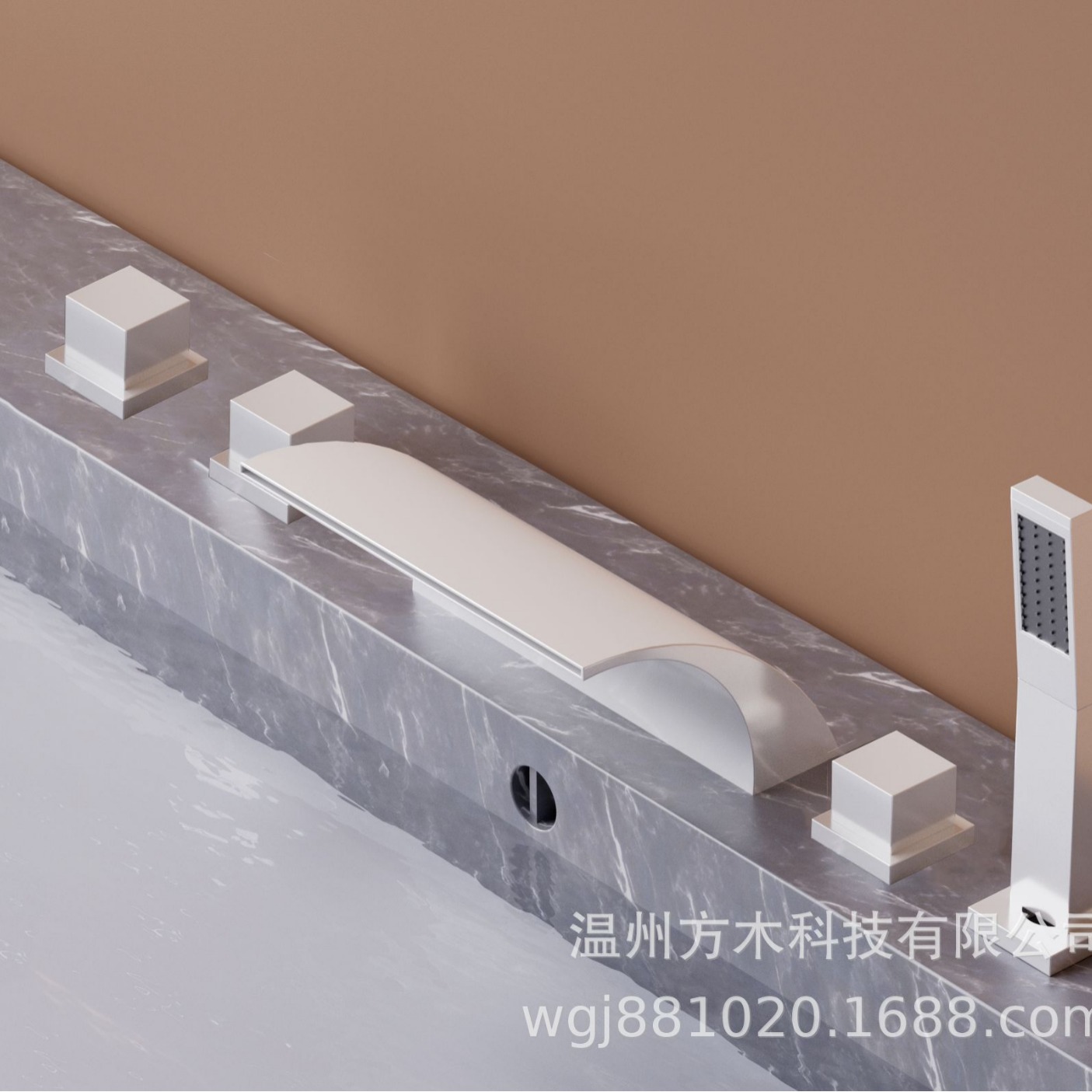 Factory bulk wholesale discount: Grand American-style waterfall split three-hole and five-hole bathtubs, hot and cold water faucets, chrome-plated black and white full figure