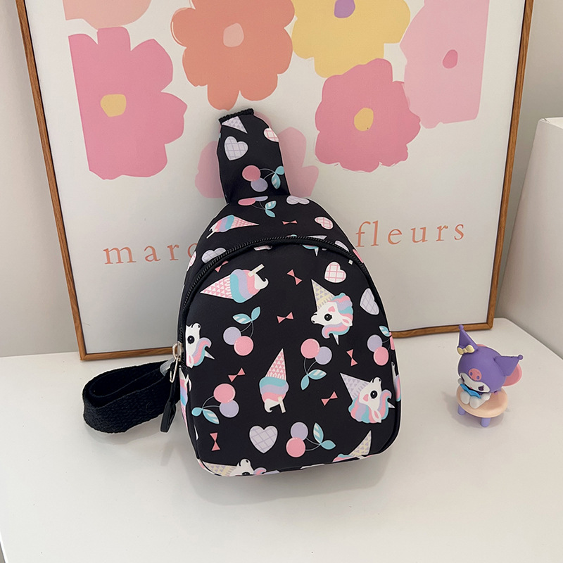 Spring new cute and versatile kindergarten bags, trendy, casual and fashionable cartoon children's chest bag and crossbody bag Specification drawing