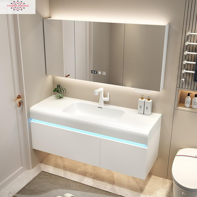The popular smart bathroom cabinet, Kailinai light luxury style bathroom combination, integrates a washbasin, washbasin and washstand for hygiene details Picture