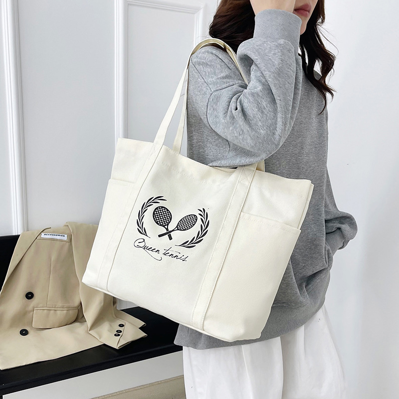 A new best-selling large-capacity casual canvas bag, a Korean-style fashionable and simple canvas bag for commuting to school details Picture