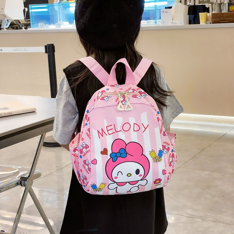 Cross-border cute kindergarten girls' small backpack, Korean version fashionable Kulomi schoolbag for going out, cartoon printed backpack full figure