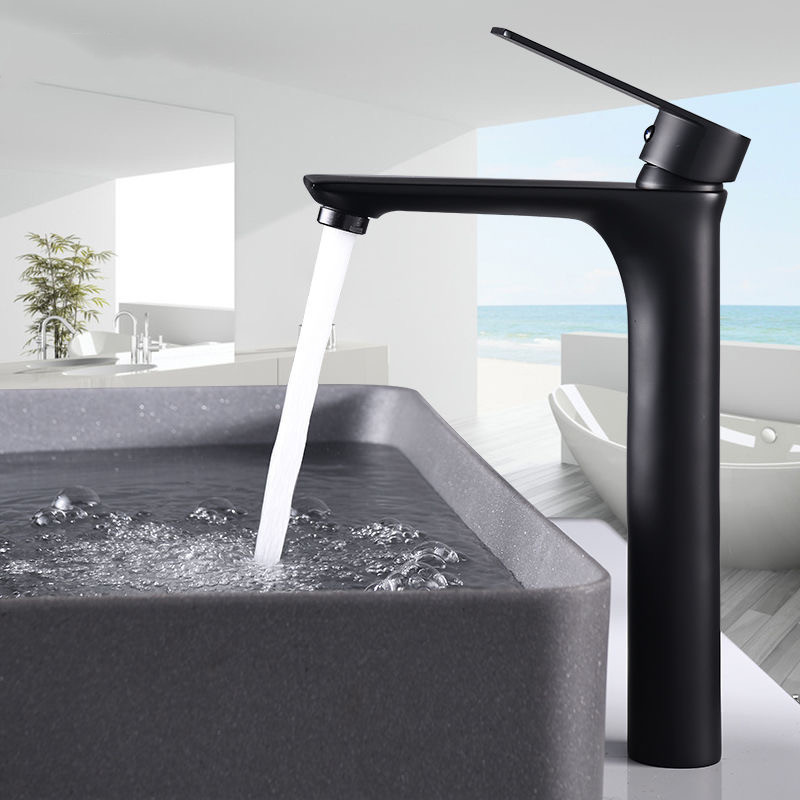 Titanium gold washbasin, hot and cold water faucet, washbasin, countertop, black and gold bathroom cabinet, Nordic washbasin faucet Specification drawing