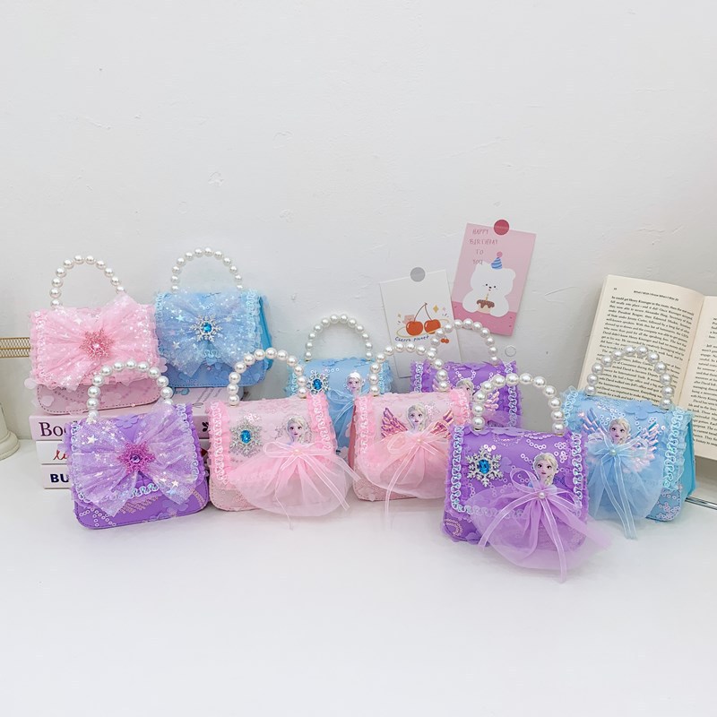 Children's bag, Little Girl 2025 Fashion single-shoulder bag, Cartoon Pearl Elsa Princess crossbody bag, mini Coin purse full figure