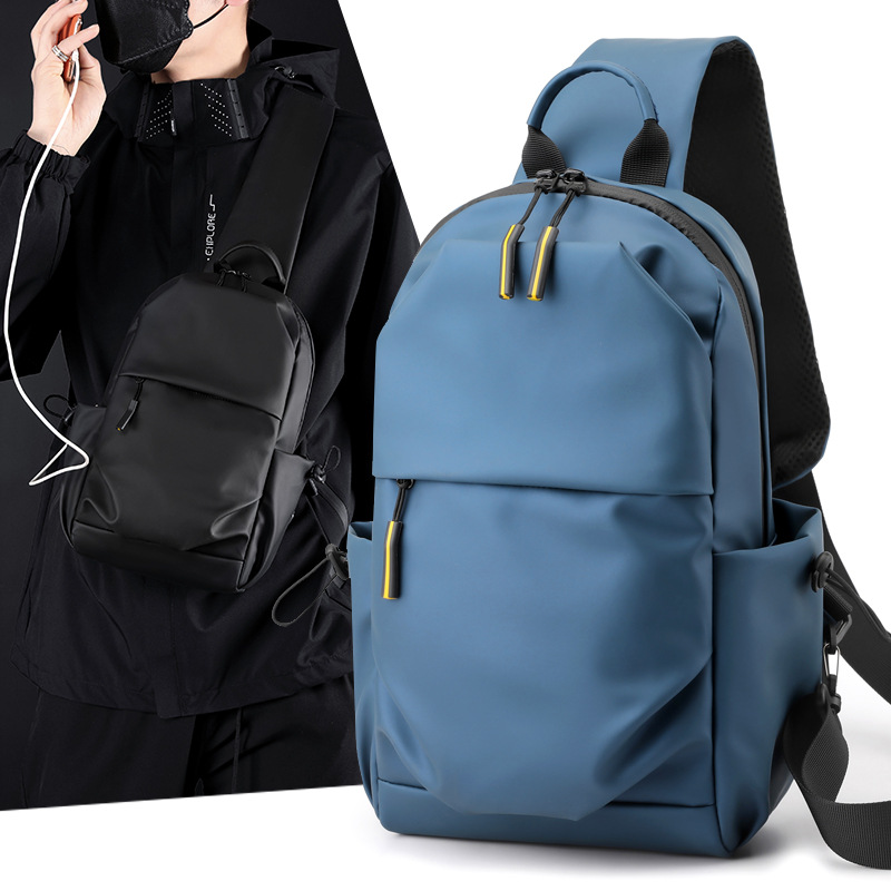 Niche chest bag, men's crossbody bag, casual waterproof Oxford fabric single-shoulder small backpack, Korean trend chest bag, large capacity Specification drawing