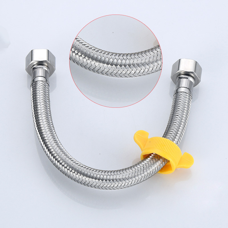 304 stainless steel cold and hot braided water inlet hose, household toilet water heater high-pressure quarter metal pipe water pipe details Picture