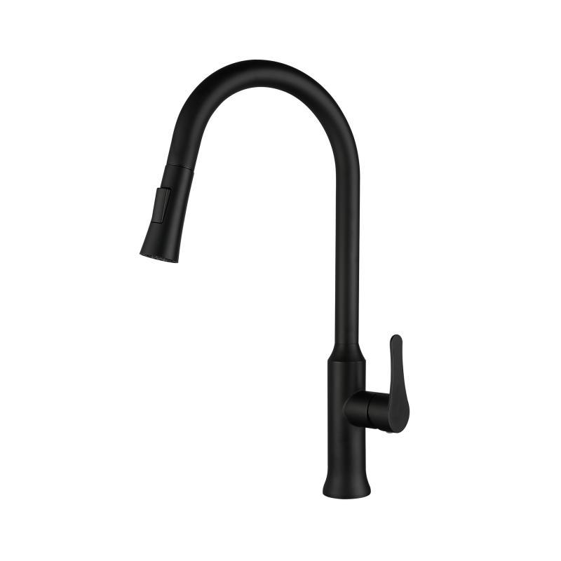 Black kitchen pull-out faucet, dual-mode hot and cold water outlet for the sink, foreign trade gun gray Grohe faucet Item Picture