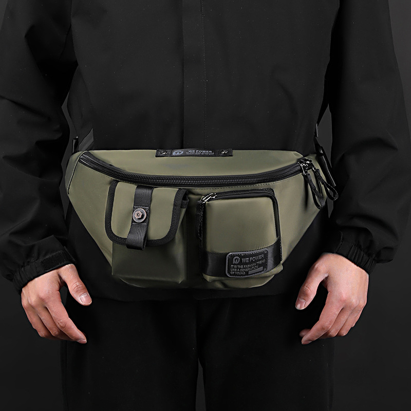 WEPOWER's new crossbody bag, men's chest bag, fashionable shoulder bag, mobile phone crossbody bag, casual backpack and sports waist bag Specification drawing