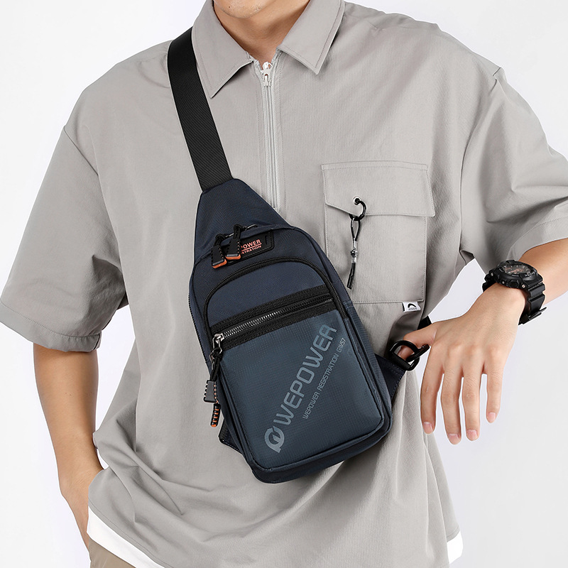 WEPOWER's new casual business Korean-style lightweight men's chest bag, single-shoulder chest travel sports crossbody backpack Specification drawing