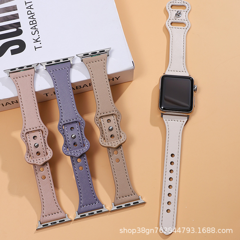 Compatible with apple iWatch 78-inch Small Waist leather strap 6SE543 thin strap cross-border model full figure