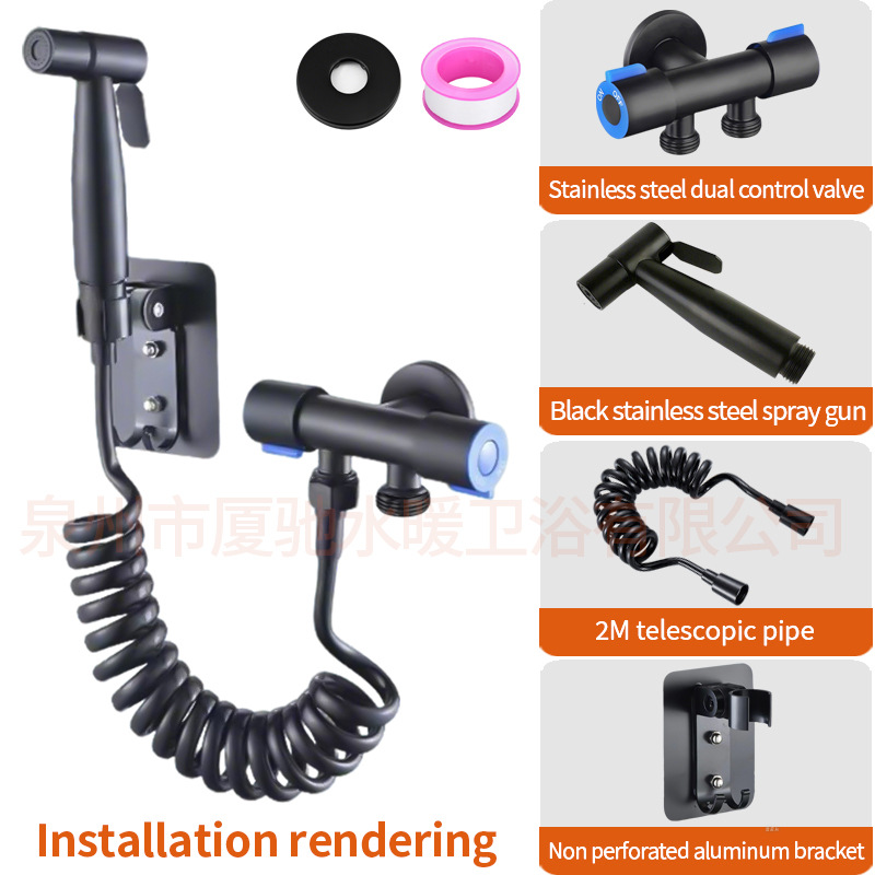 Cross-border foreign trade 304 stainless steel toilet spray gun, bathroom toilet companion, household high-pressure flushing wonder details Picture