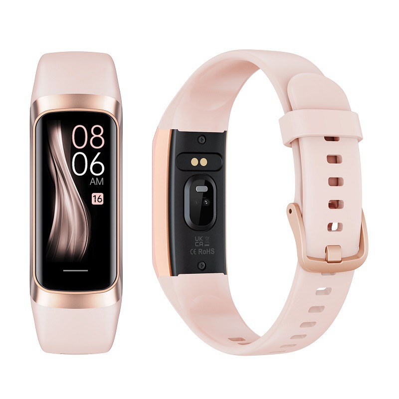 The C60 smart bracelet features an AMOLED high-definition screen for measuring heart rate, blood pressure and body temperature. It is a health watch bracelet that measures blood pressure and blood oxygen levels full figure