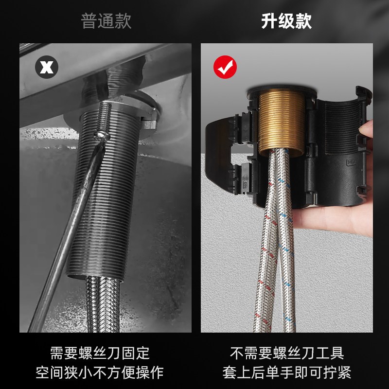 Kitchen faucet anti-loosening nut quick-installation and fixation magic tool, cold and hot washing vegetables washbasin base screw fastener details Picture