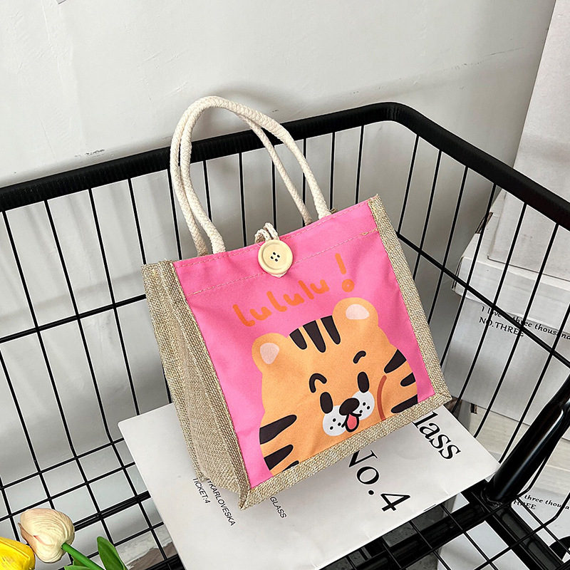 Cute hand-held linen bag 2023 new style women's bag, hand-held bento bag, simple lunch bag for office workers with rice Specification drawing
