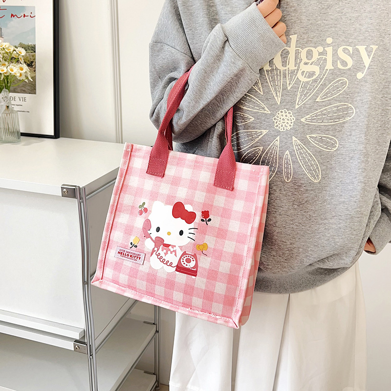 Cute cartoon cat canvas bag 2025 new style large-capacity simple and convenient tote bag with fashionable printing details Picture