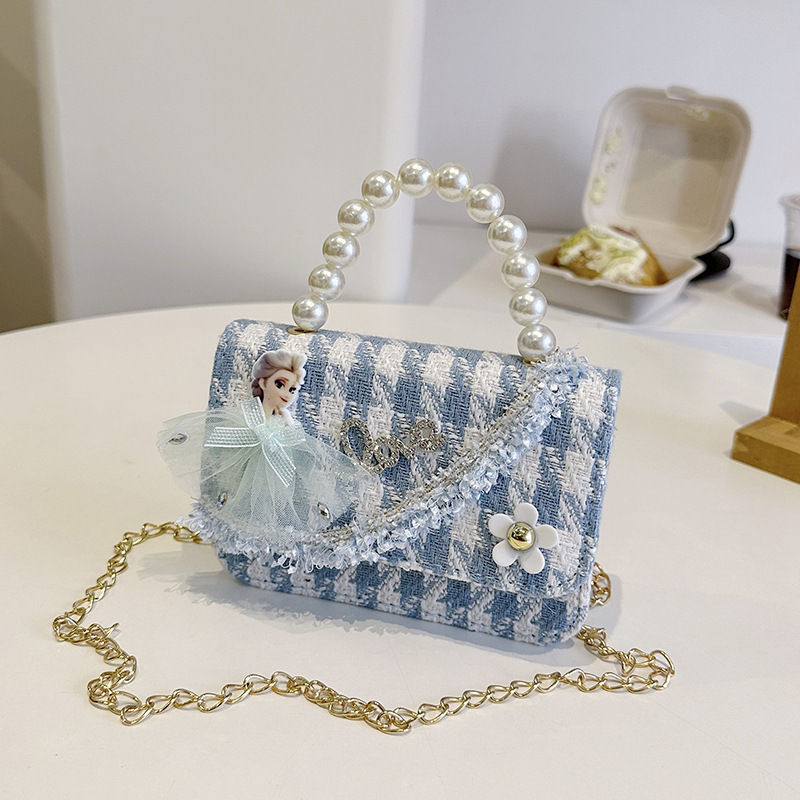 2025 New children's cartoon hand-held crossbody bag with a cute princess cartoon crossbody pearl Specification drawing