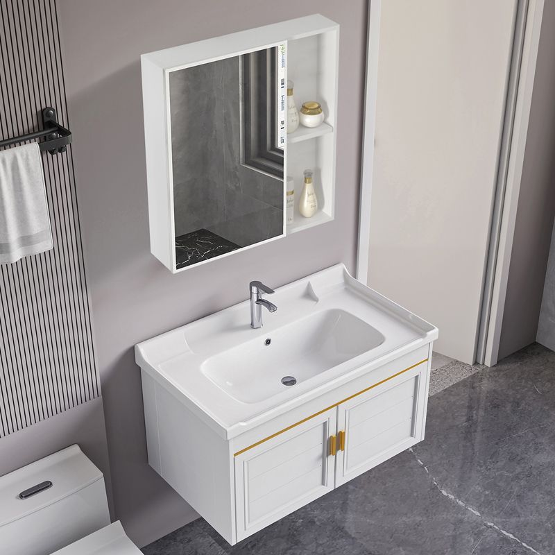 Modern and simple bathroom cabinet combination, ceramic rock plate washbasin, space aluminum bathroom toilet washbasin cabinet combination full figure
