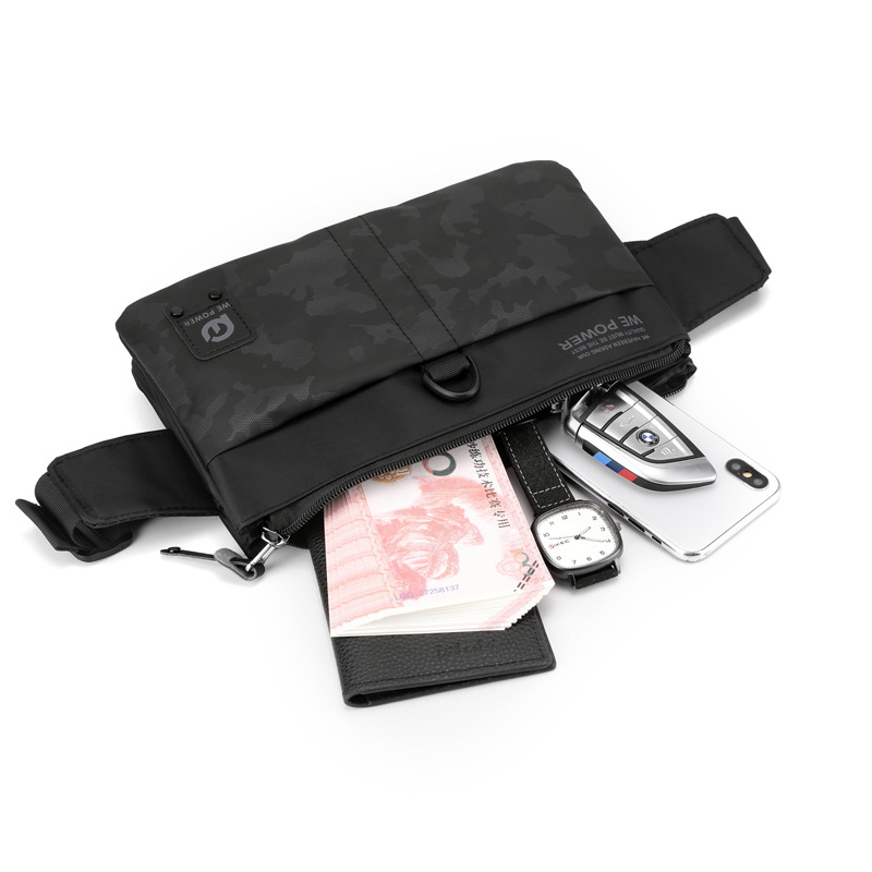 WEPOWER's new men's waist bag, casual chest bag, crossbody bag, water-resistant, ultra-thin outdoor waist bag and coin purse Item Picture