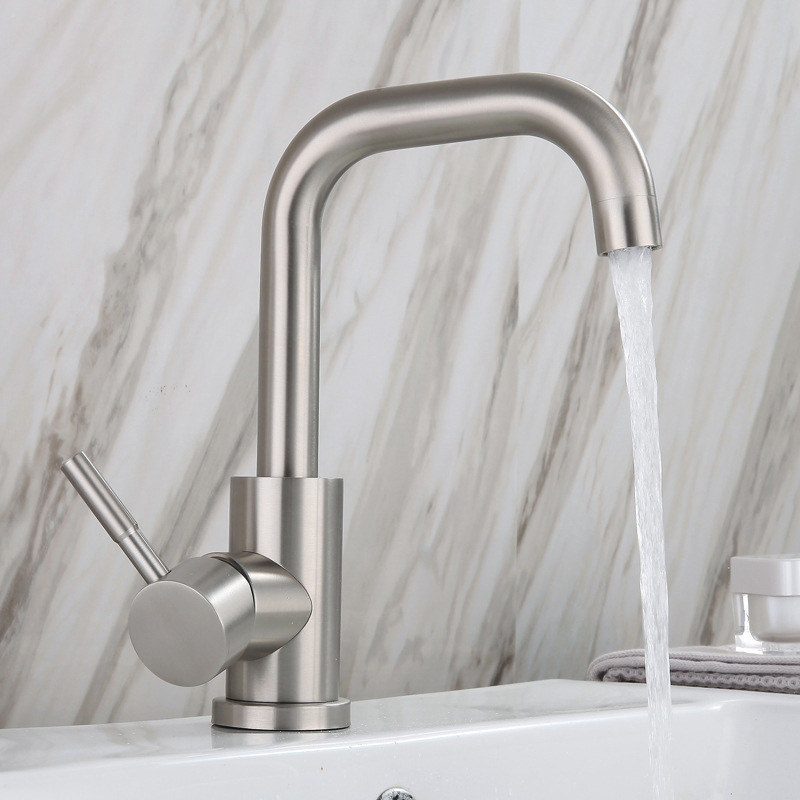 Wholesale of 304 cold and hot washbasins, faucets, bathroom washbasins, washbasins and faucets with two inlets and one outlet details Picture