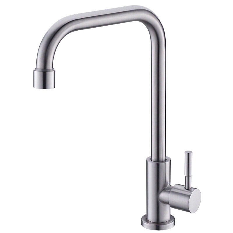 Wholesale 304 stainless steel kitchen sink faucet, single cooling, full copper core, 4-inch sink faucet, brushed Item Picture