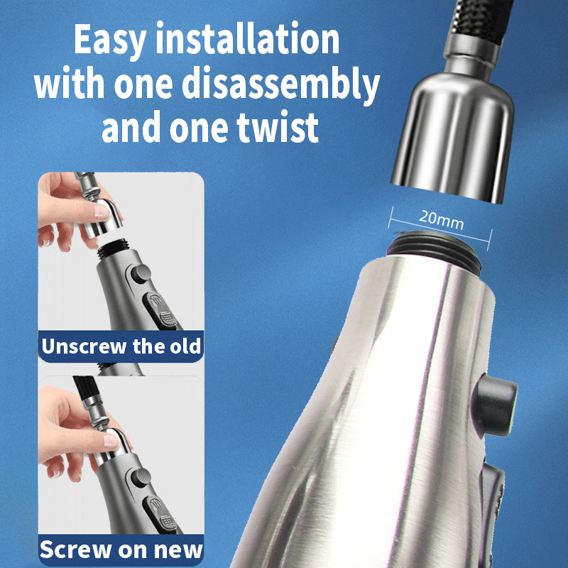 European and American accessories: pull-out faucet nozzle replacement head, cold and hot dual-purpose kitchen sink, expandable and versatile details Picture