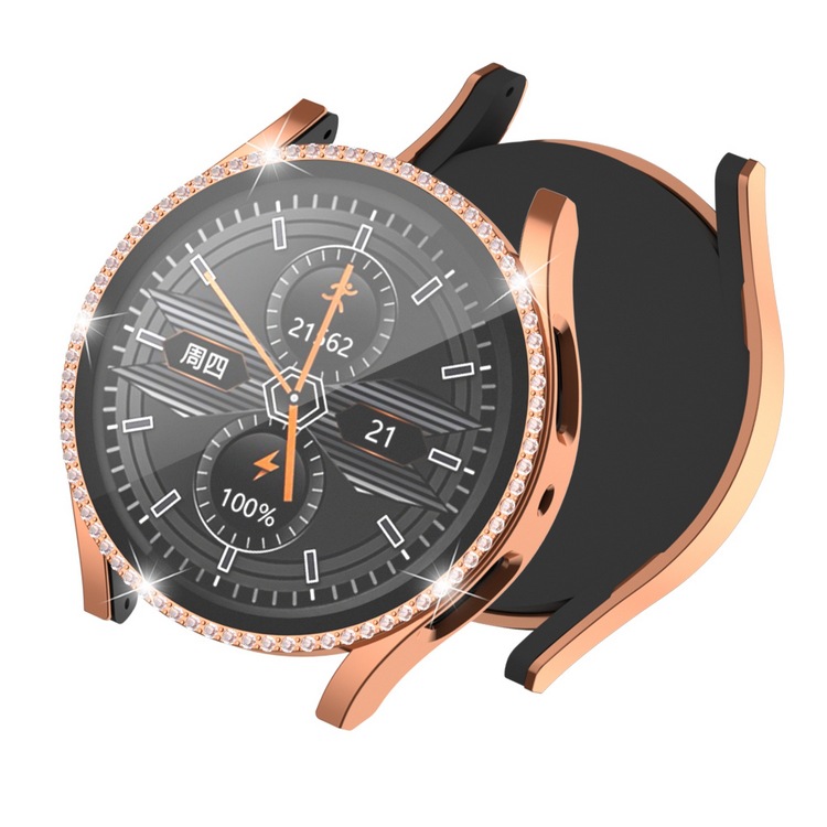 Applicable to Samsung galaxy Watch 6/5/4 single-row diamond electroplated pc tempered film one-piece hard shell protective case details Picture