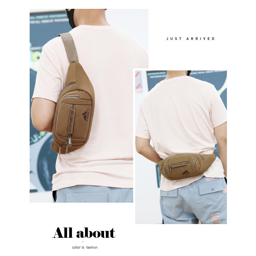 Canvas wear-resistant construction site work waist bag, multi-layer cashier chest bag, single-shoulder convenient, large-capacity crossbody bag Application Scenario
