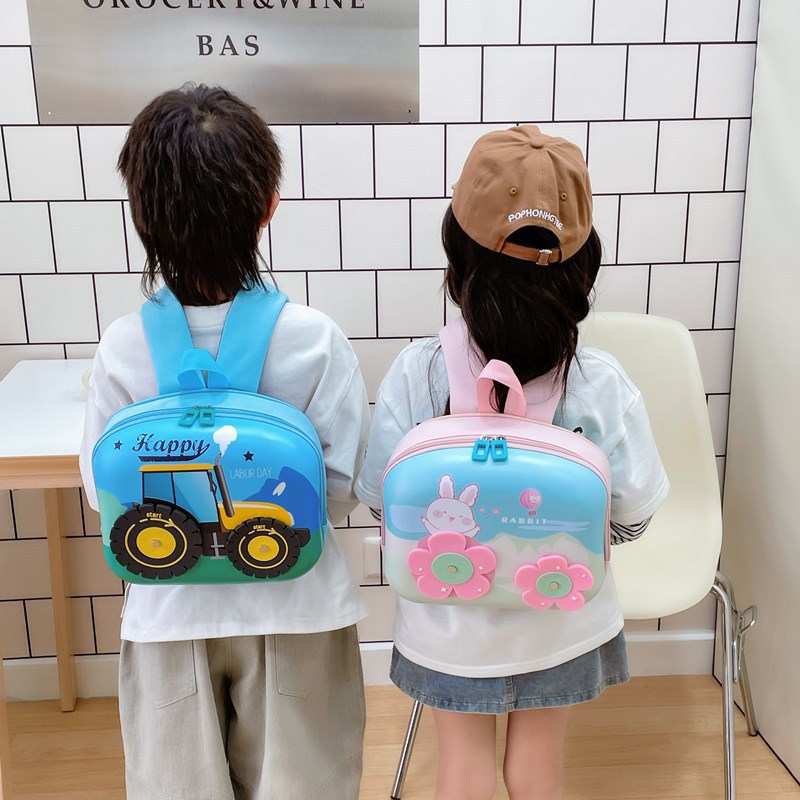 Children's hard-shell schoolbags, cartoon fashion, boys' engineering vehicles, light and fun backpacks, girls' little rabbits, small middle class details Picture