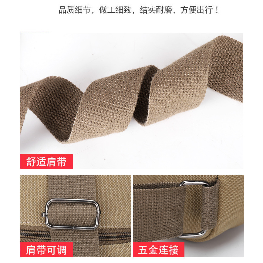 Chest bag Men's multi-layer large-capacity convenient chest bag, single-shoulder canvas wear-resistant crossbody chest bag details Picture