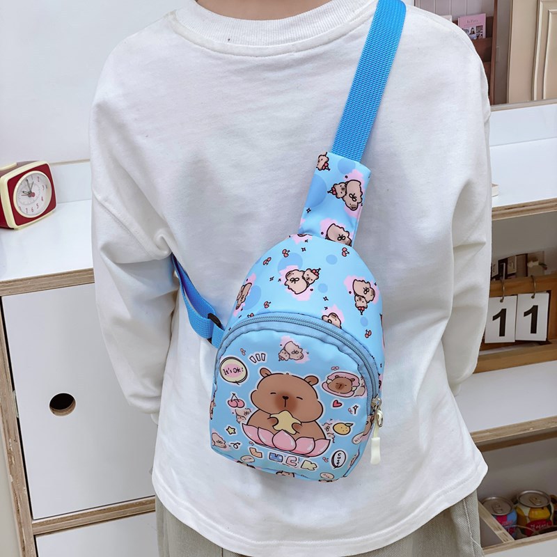 New children's bags with cartoon, anime, and stylish printed patterns, baby chest bags for casual outings, and crossbody coin purses for boys and girls details Picture