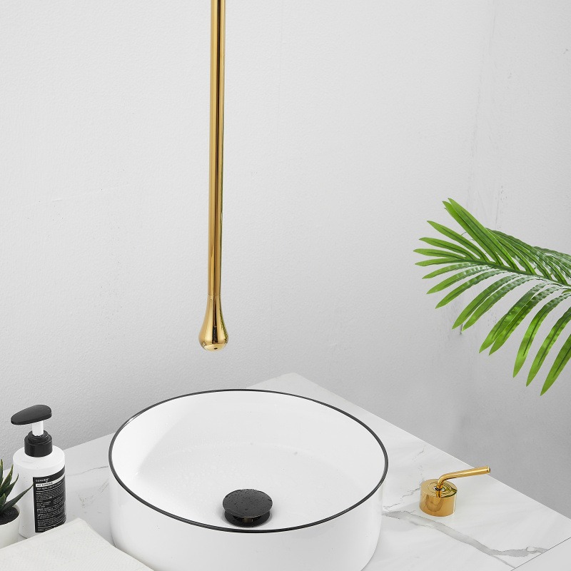 The length of the hanger can be changed to a wall-mounted concealed ceiling water drop faucet creative art hanger with a single-hole countertop control for cooling and heating Application Scenario