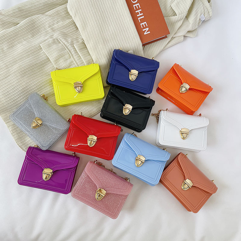 2025 Summer new PVC jelly bag, mini fashionable lace square bag, cosmetic bag, single-shoulder crossbody Instagram women's bag full figure