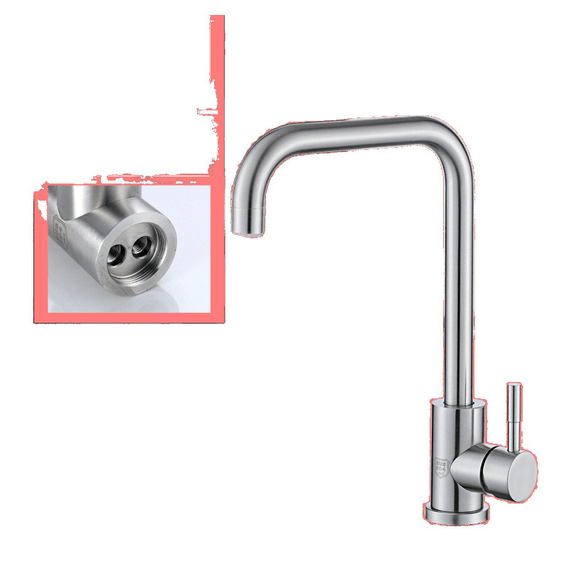 304 stainless steel kitchen faucet, single cold sink, water basin, faucet, washbasin, switch rotatable factory Item Picture