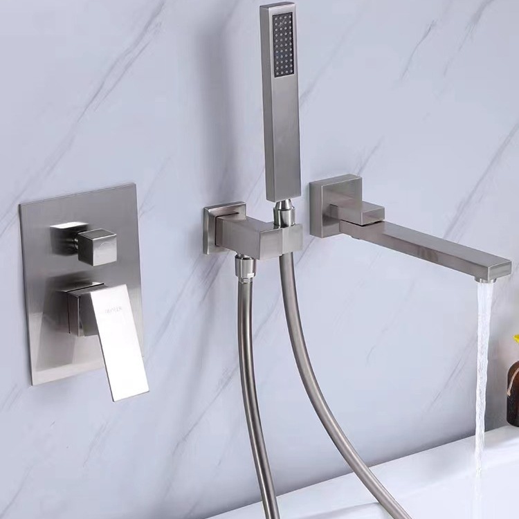 New Nordic waterfall bathtub faucet, concealed cold and hot wall-mounted black built-in faucet shower head Application Scenario