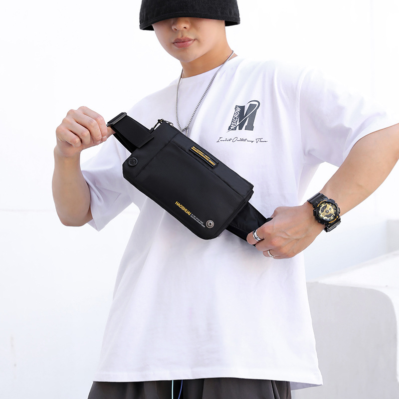 New cross-border men's chest bag, crossbody bag, fashionable and casual outdoor waist bag, sports single-shoulder bag, simple men's bag Specification drawing