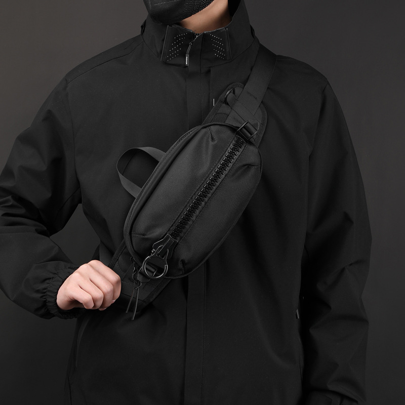 WEPOWER's new men's waist bag features a functional chest bag, a simple and fashionable shoulder bag, a large-capacity crossbody bag, and a sports waist bag Specification drawing
