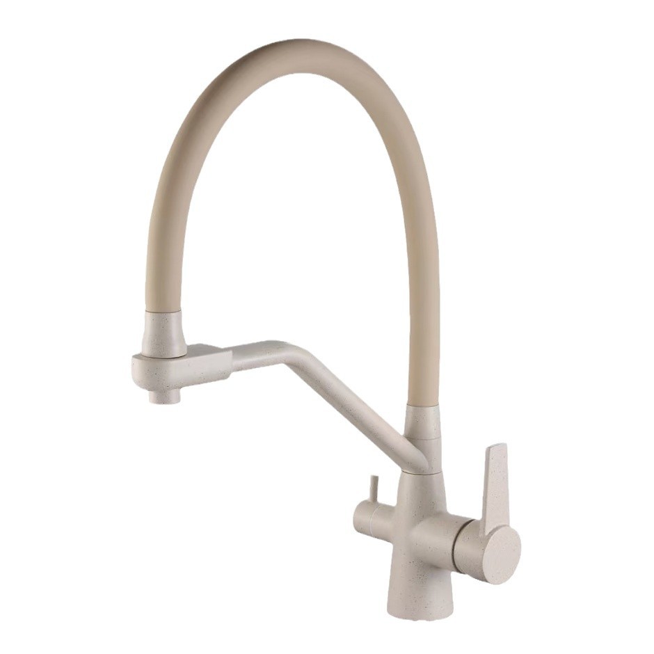 Three-in-one kitchen faucet, copper body, rotatable and pull-out sink, dual-purpose for cold, hot and pure water direct drinking, single-hole export Item Picture